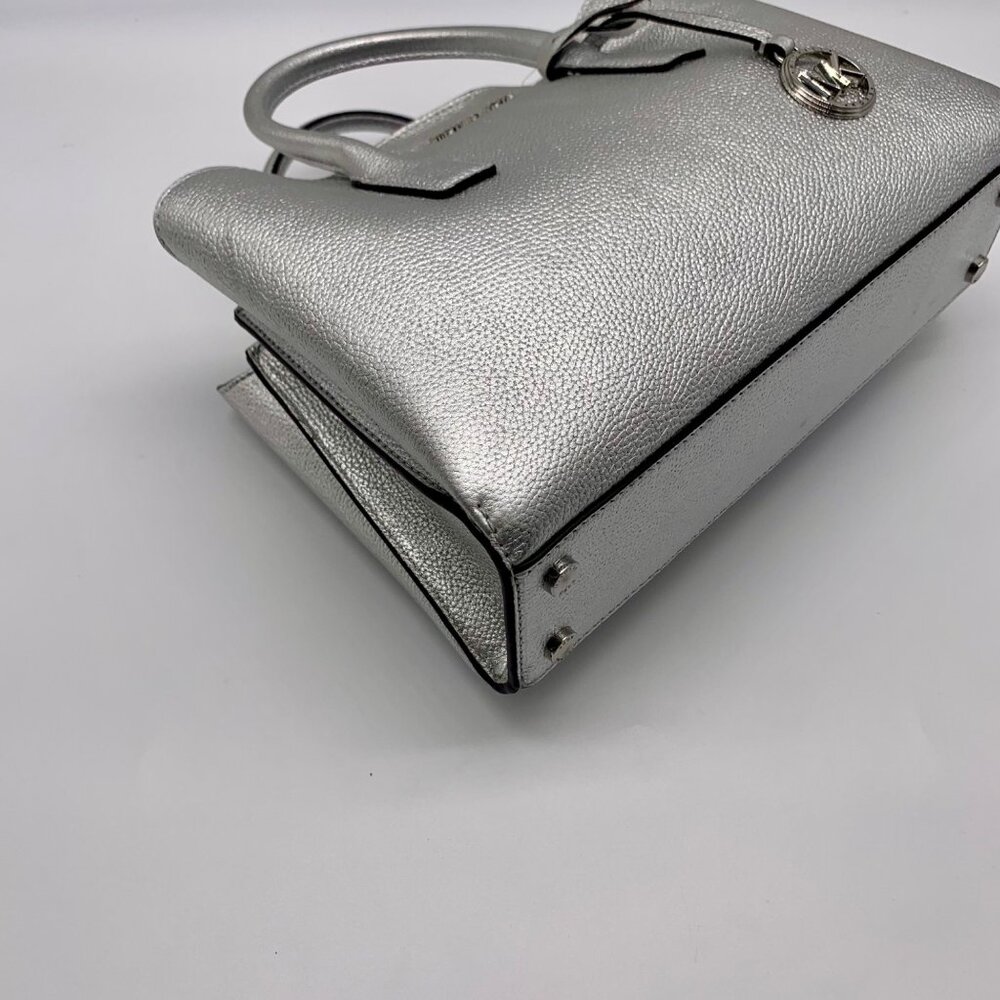 Michael Kors Silver Pebbled Leather Small Ruthie Satchel - Picture 6 of 12